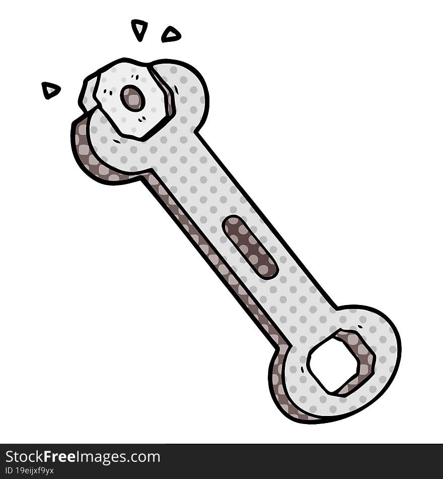 cartoon spanner turning nut. cartoon spanner turning nut