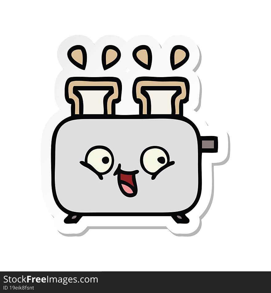 sticker of a cute cartoon of a toaster