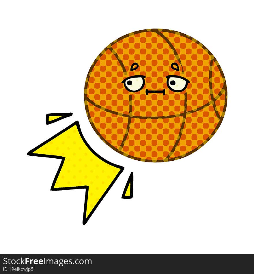 comic book style cartoon of a basketball