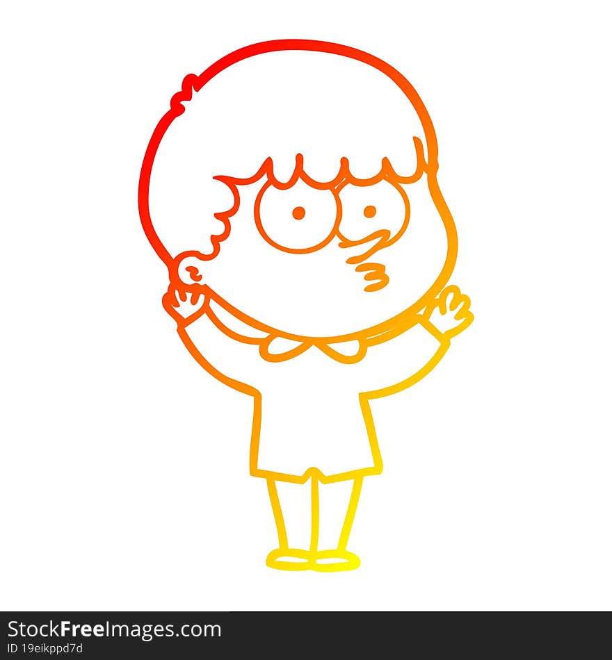 Warm Gradient Line Drawing Cartoon Curious Boy