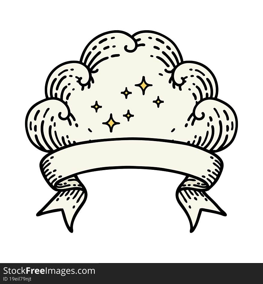 Tattoo With Banner Of A Cloud