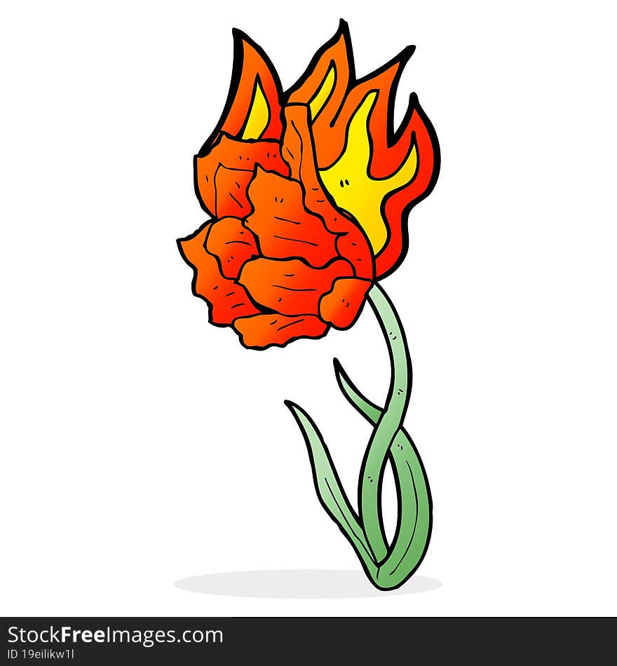 cartoon flaming flower