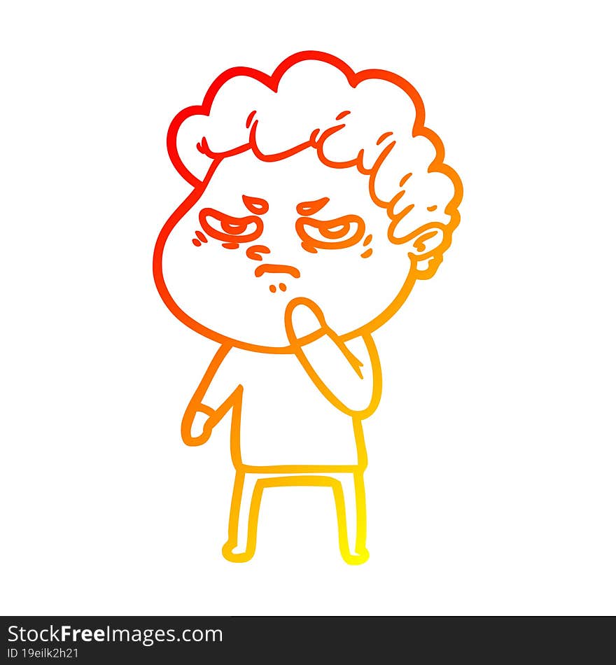 warm gradient line drawing cartoon angry man