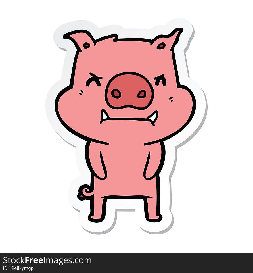 sticker of a angry cartoon pig