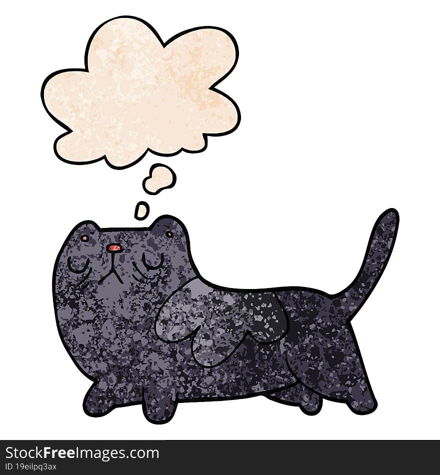 cartoon cat with thought bubble in grunge texture style. cartoon cat with thought bubble in grunge texture style