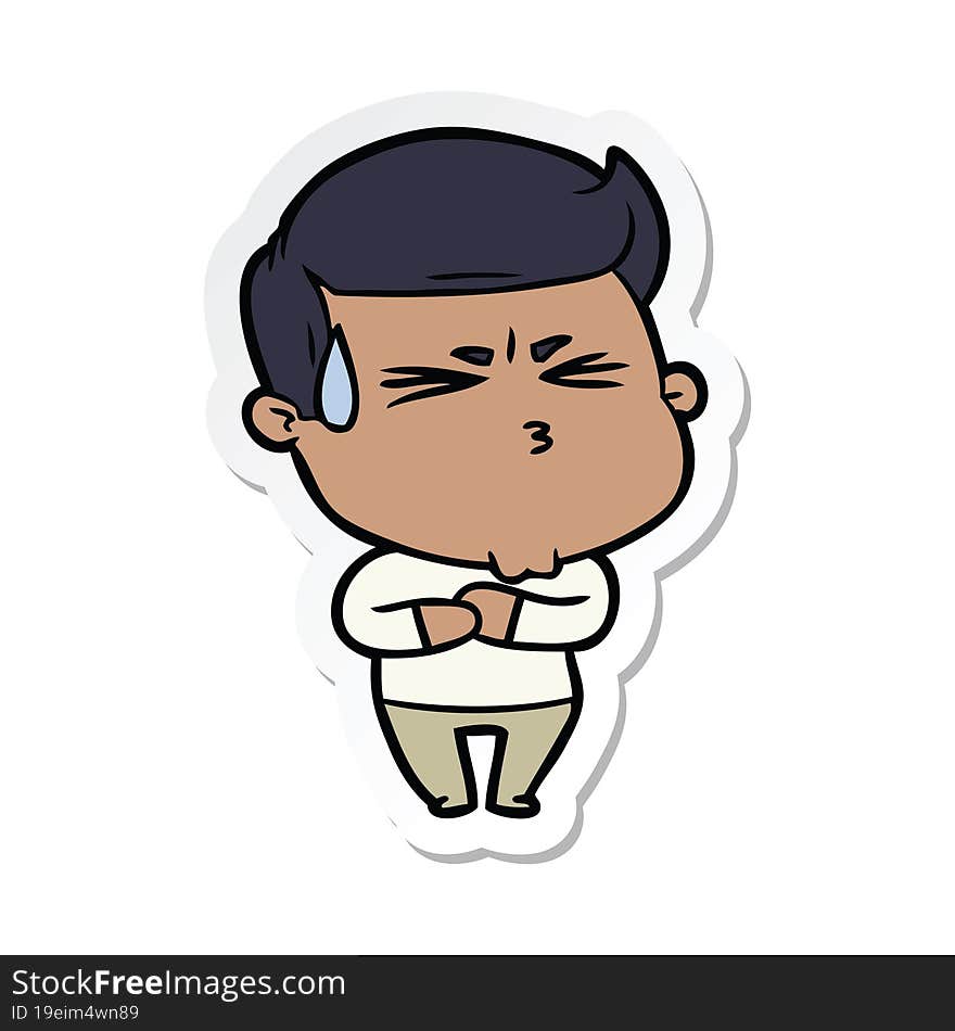 sticker of a cartoon frustrated man