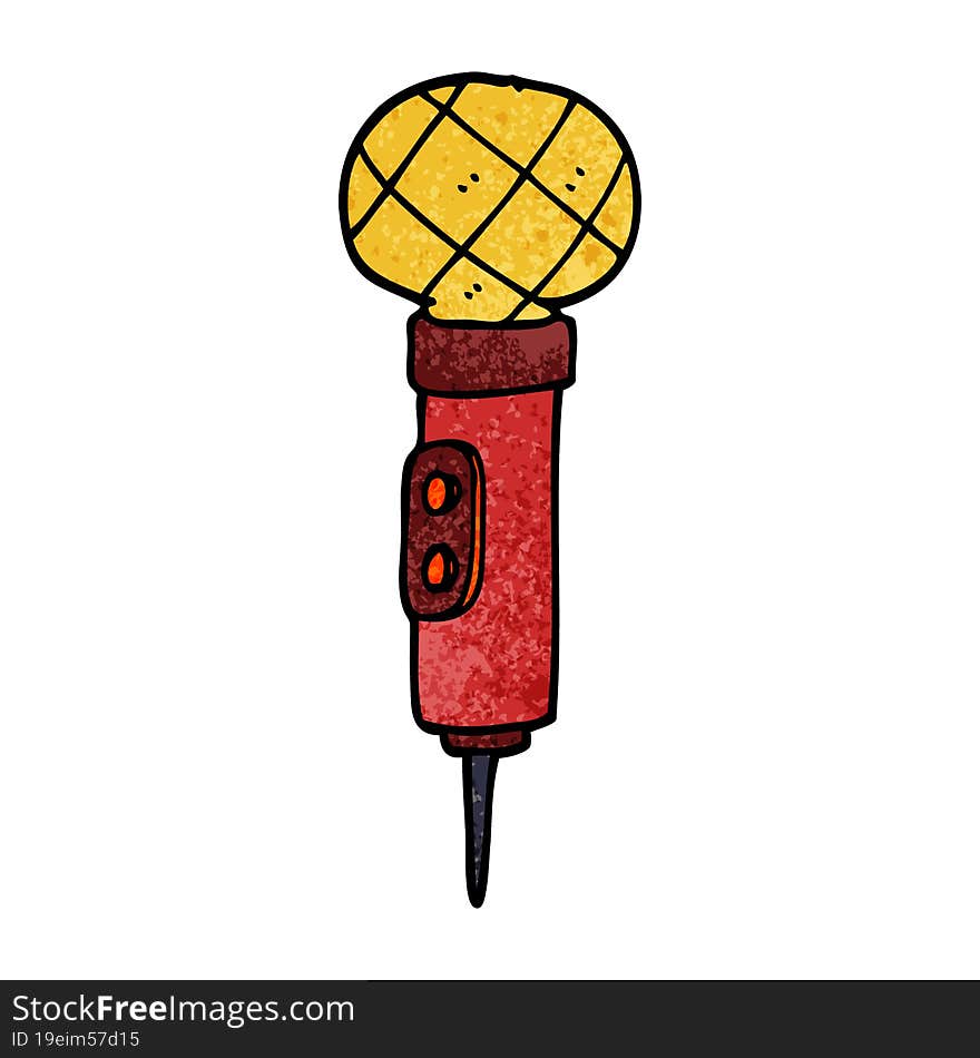 cartoon doodle gold microphone