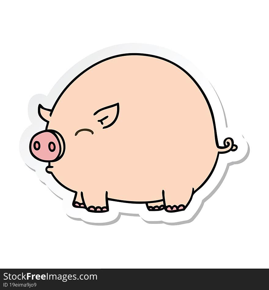 sticker of a quirky hand drawn cartoon pig