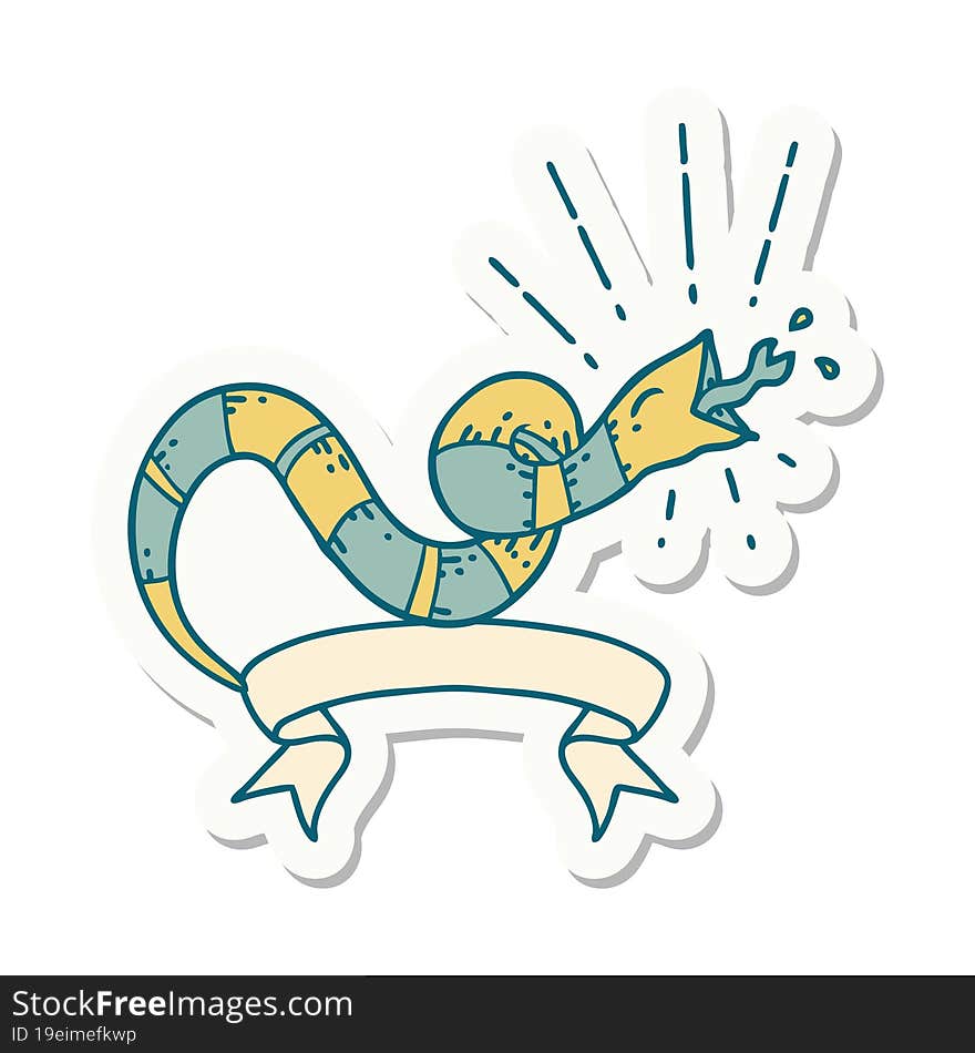 sticker of tattoo style hissing snake