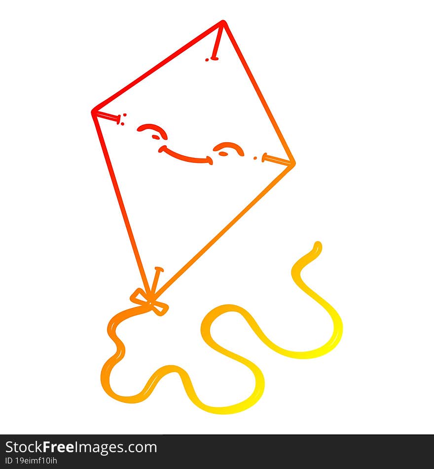 Warm Gradient Line Drawing Cartoon Kite