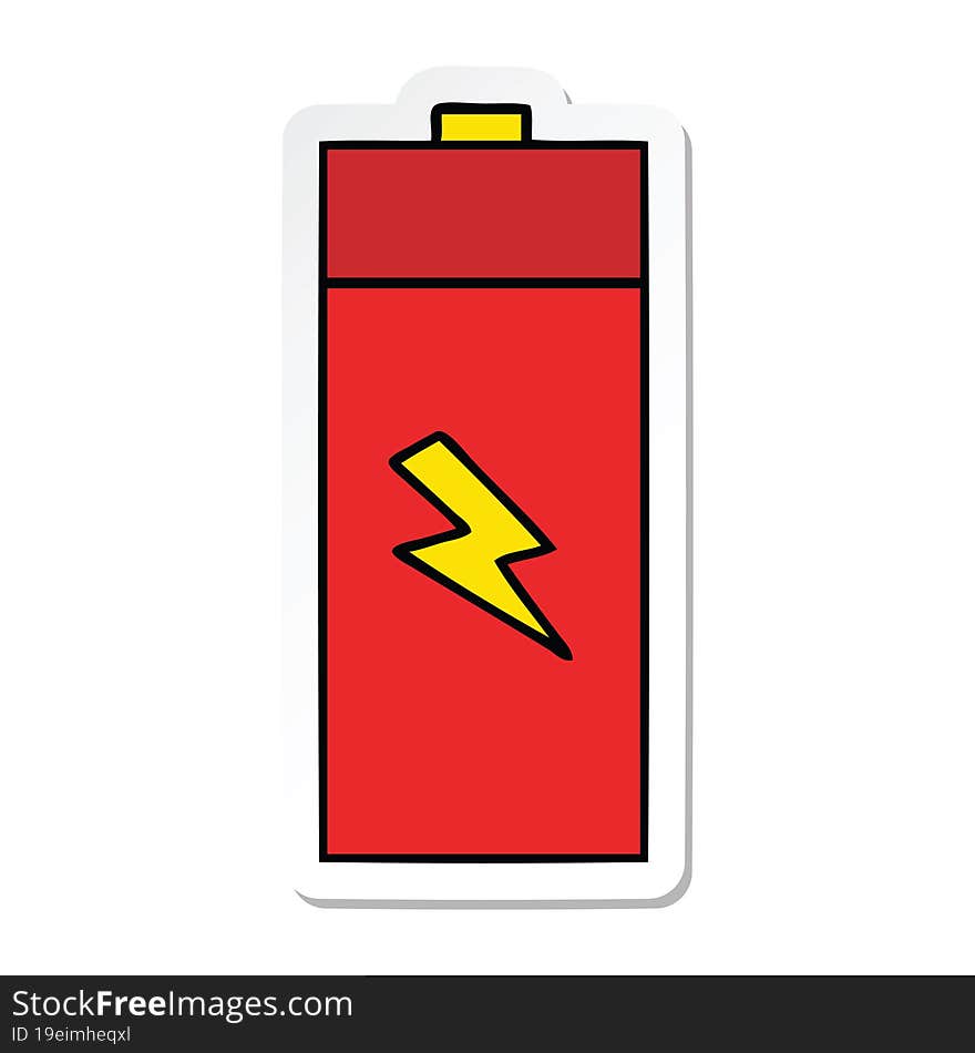 sticker of a cute cartoon electrical battery