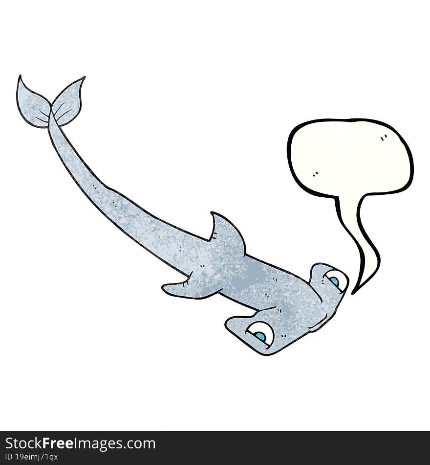 speech bubble textured cartoon hammerhead shark