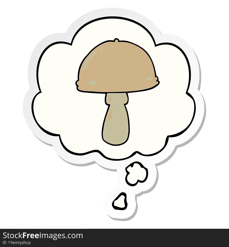 cartoon mushroom and thought bubble as a printed sticker