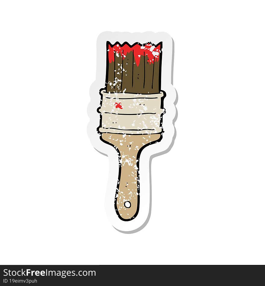 retro distressed sticker of a cartoon paint brush