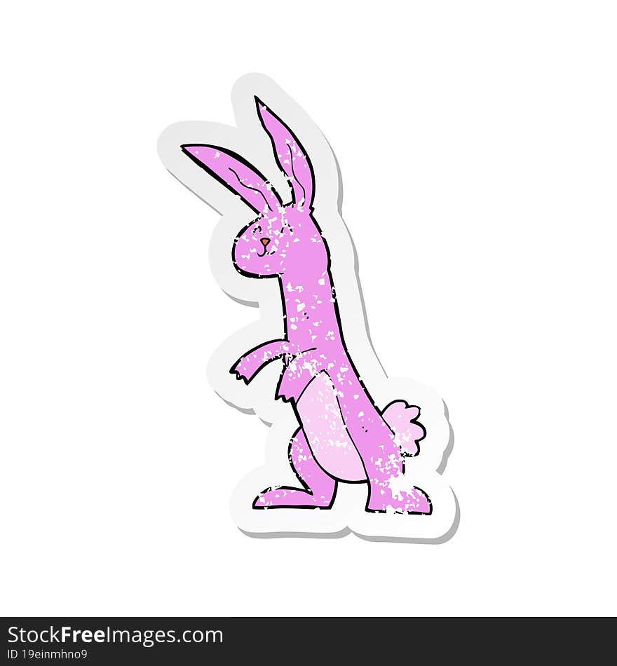 Retro Distressed Sticker Of A Cartoon Rabbit