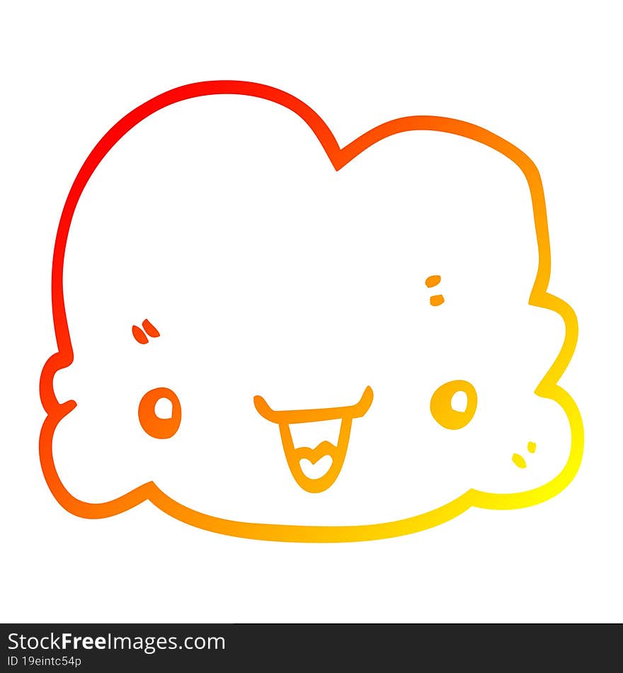 warm gradient line drawing cartoon tiny happy cloud