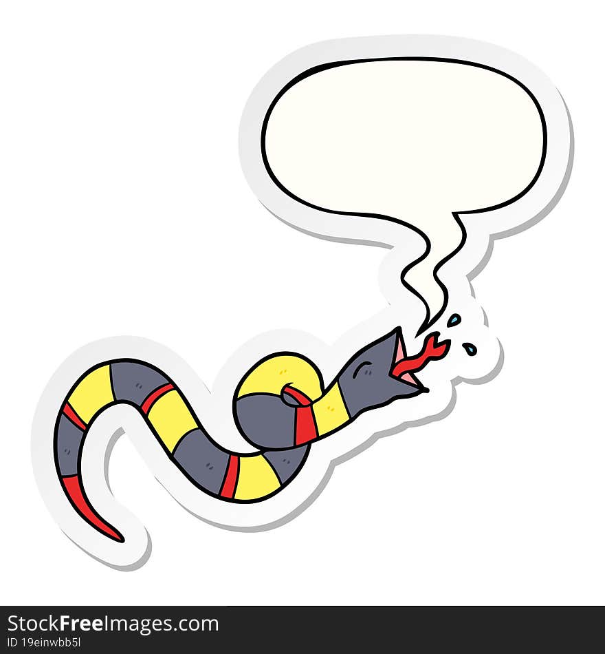 cartoon hissing snake and speech bubble sticker