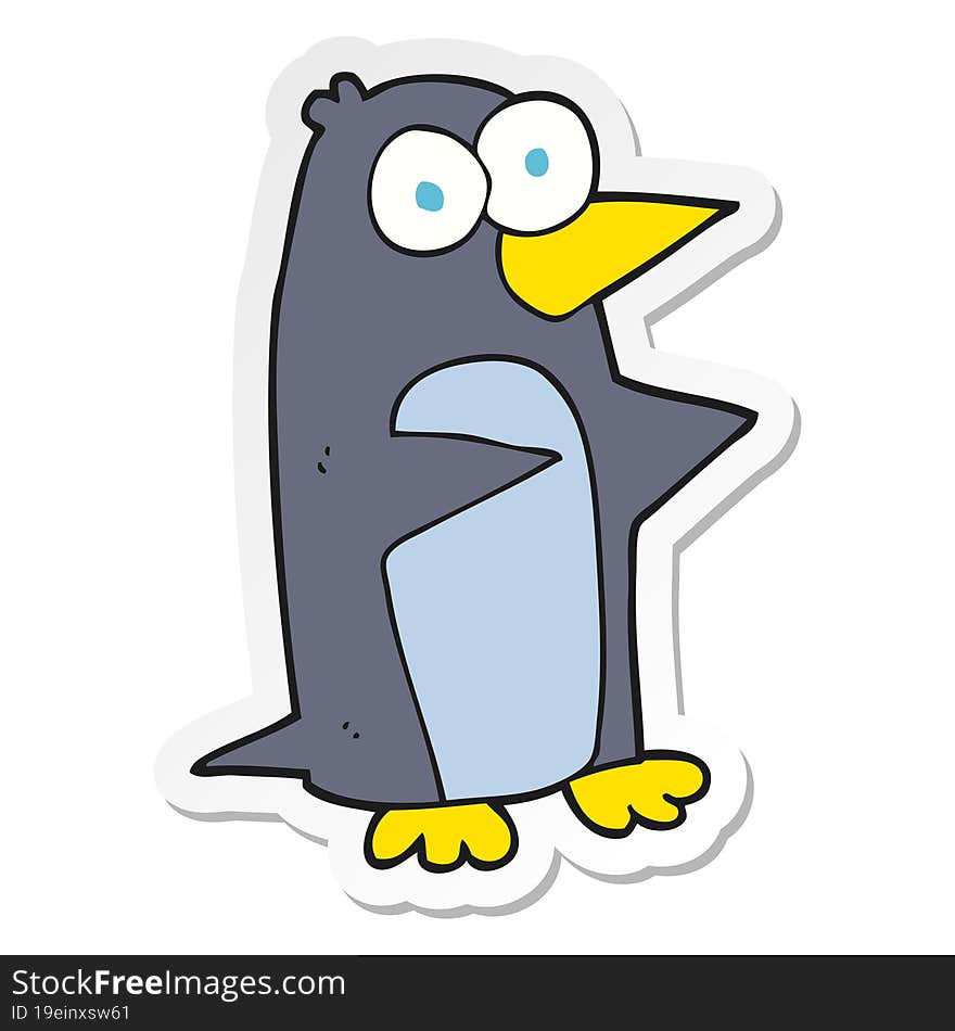 sticker of a cartoon penguin