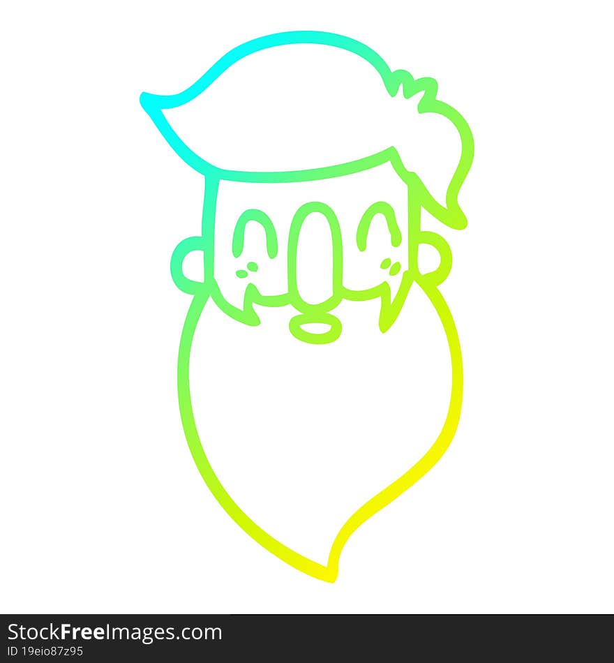 cold gradient line drawing cartoon man with beard