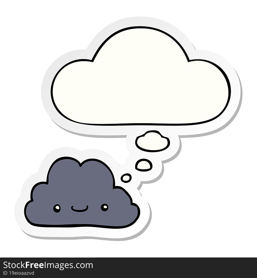 cute cartoon cloud and thought bubble as a printed sticker