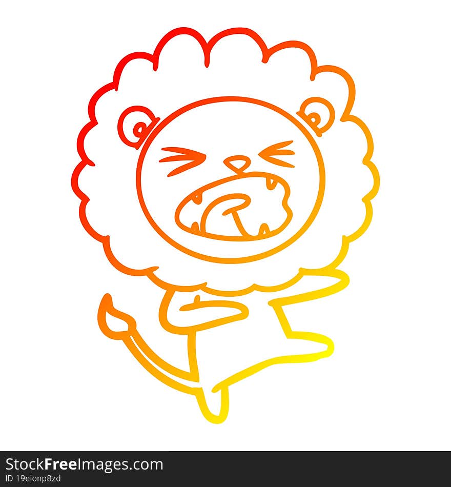 warm gradient line drawing cartoon angry lion