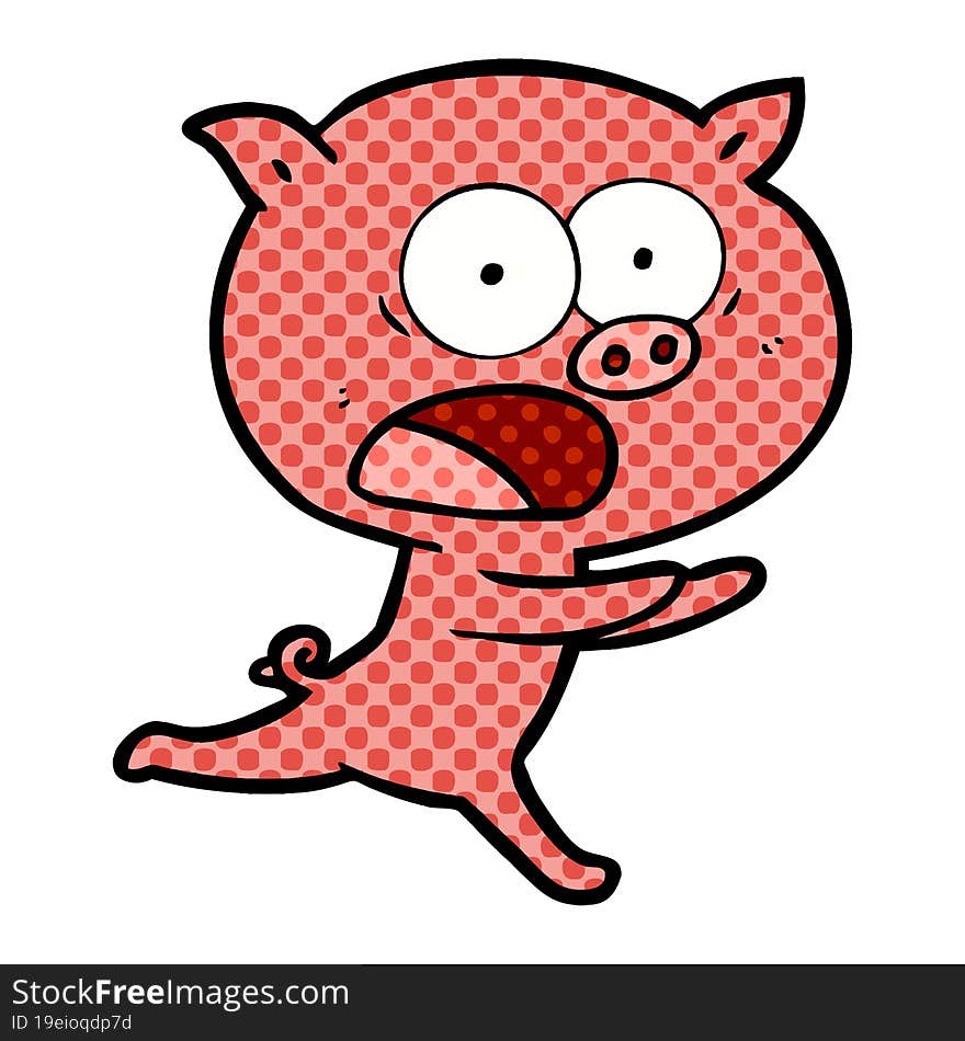 cartoon pig running. cartoon pig running