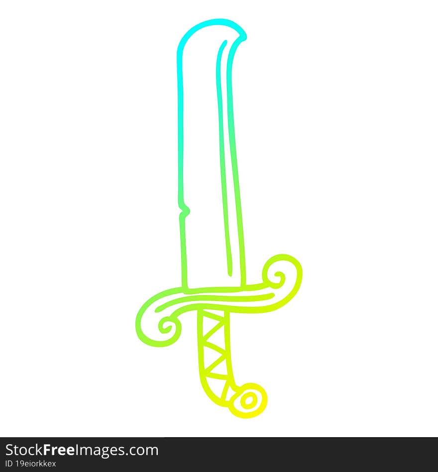 cold gradient line drawing cartoon ancient sword