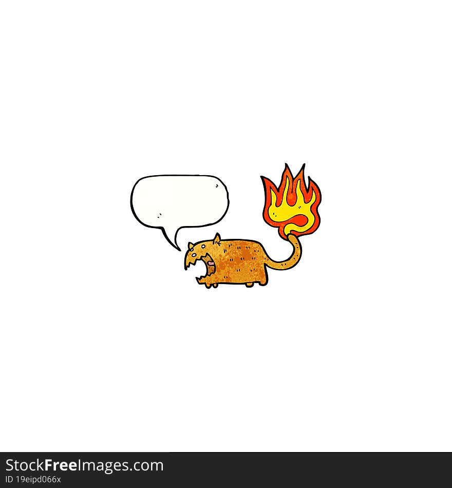 cartoon cat with tail on fire