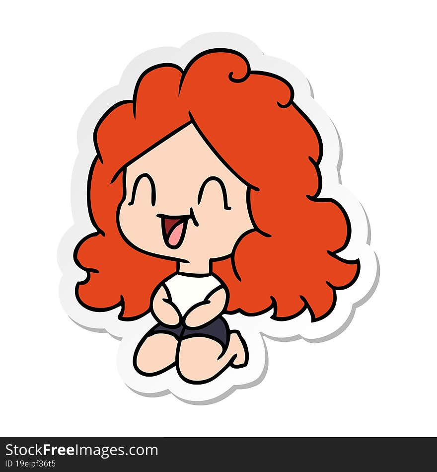 sticker cartoon cute kawaii happy girl