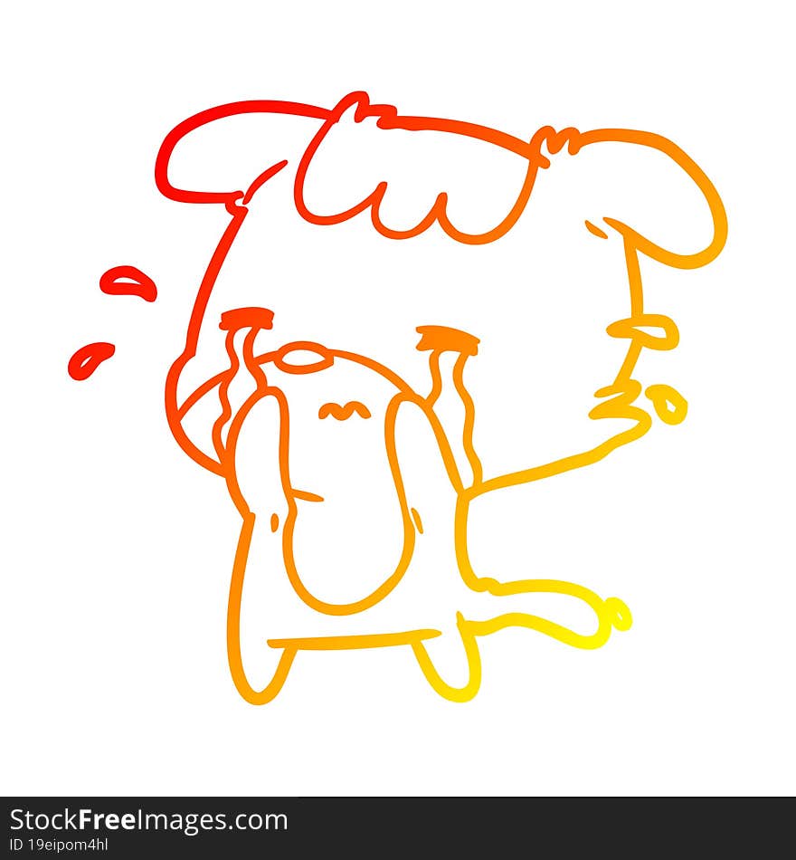 Warm Gradient Line Drawing Sad Dog Crying