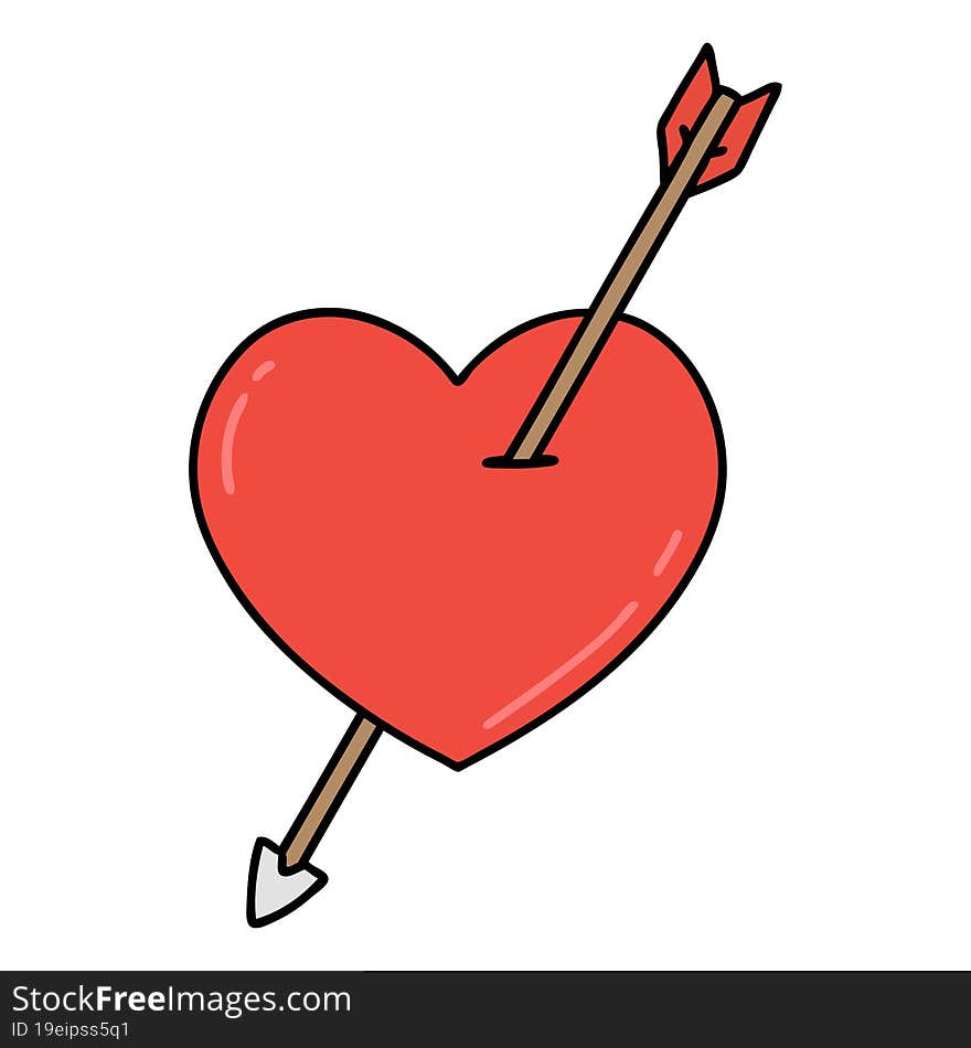 tattoo in traditional style of an arrow and heart. tattoo in traditional style of an arrow and heart