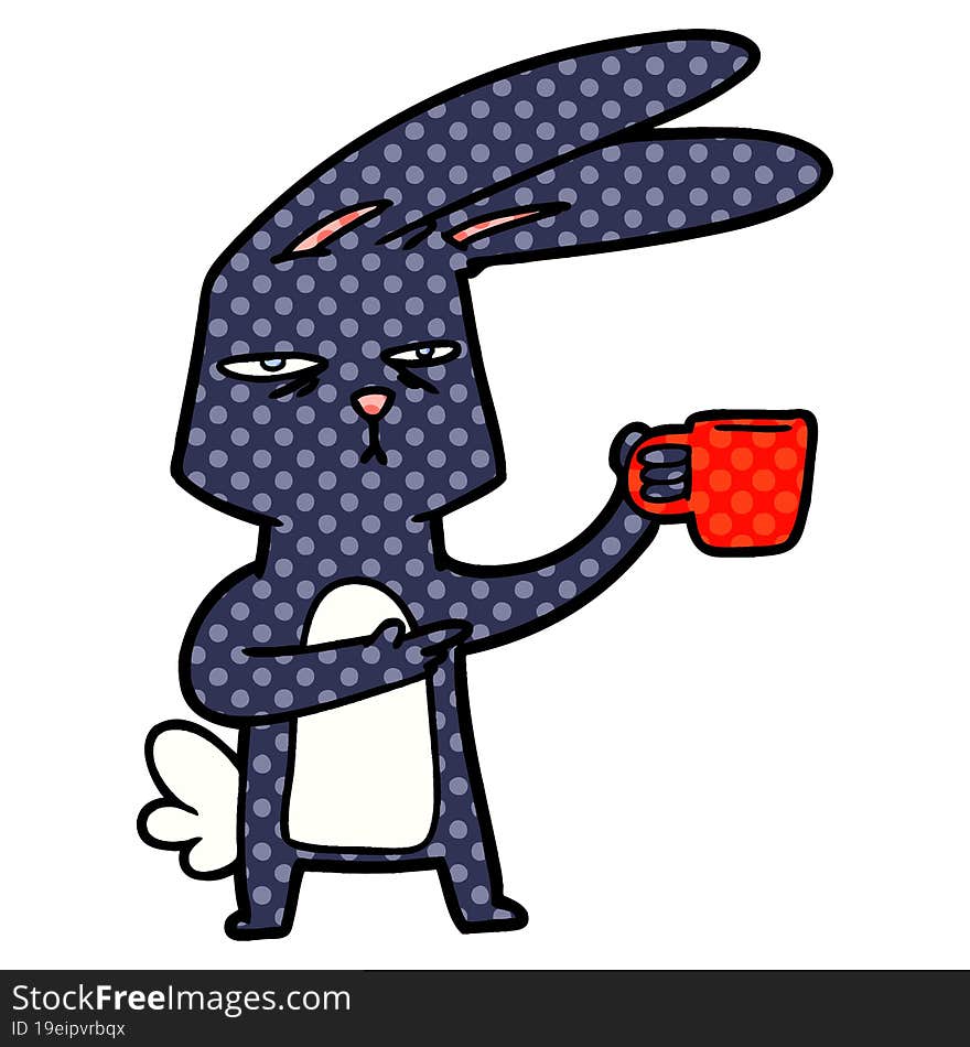 cartoon rabbit with coffee. cartoon rabbit with coffee