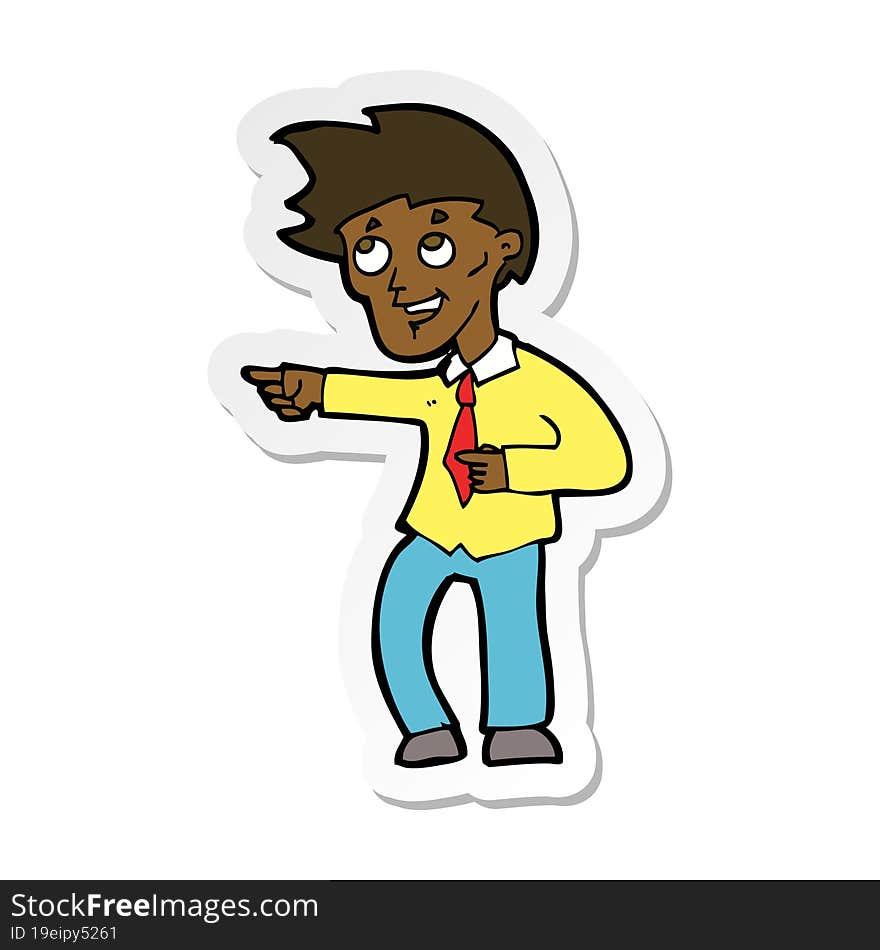 sticker of a cartoon funny office man pointing