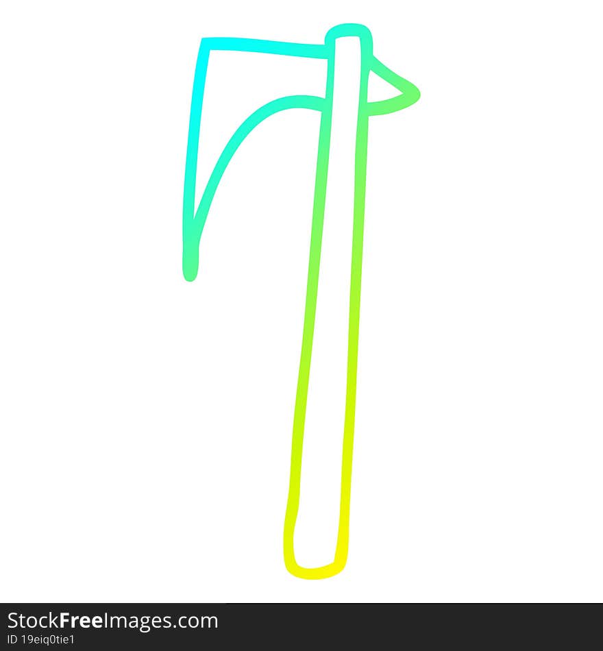 cold gradient line drawing cartoon viking axe