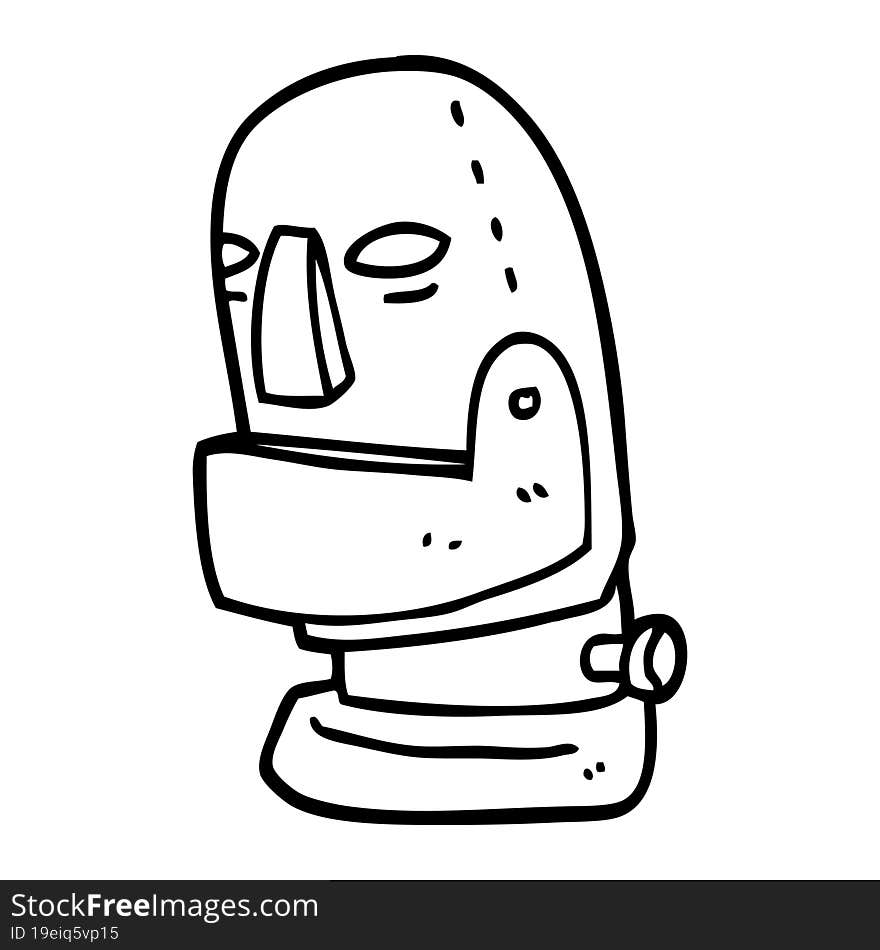 Line Drawing Cartoon Robot Head