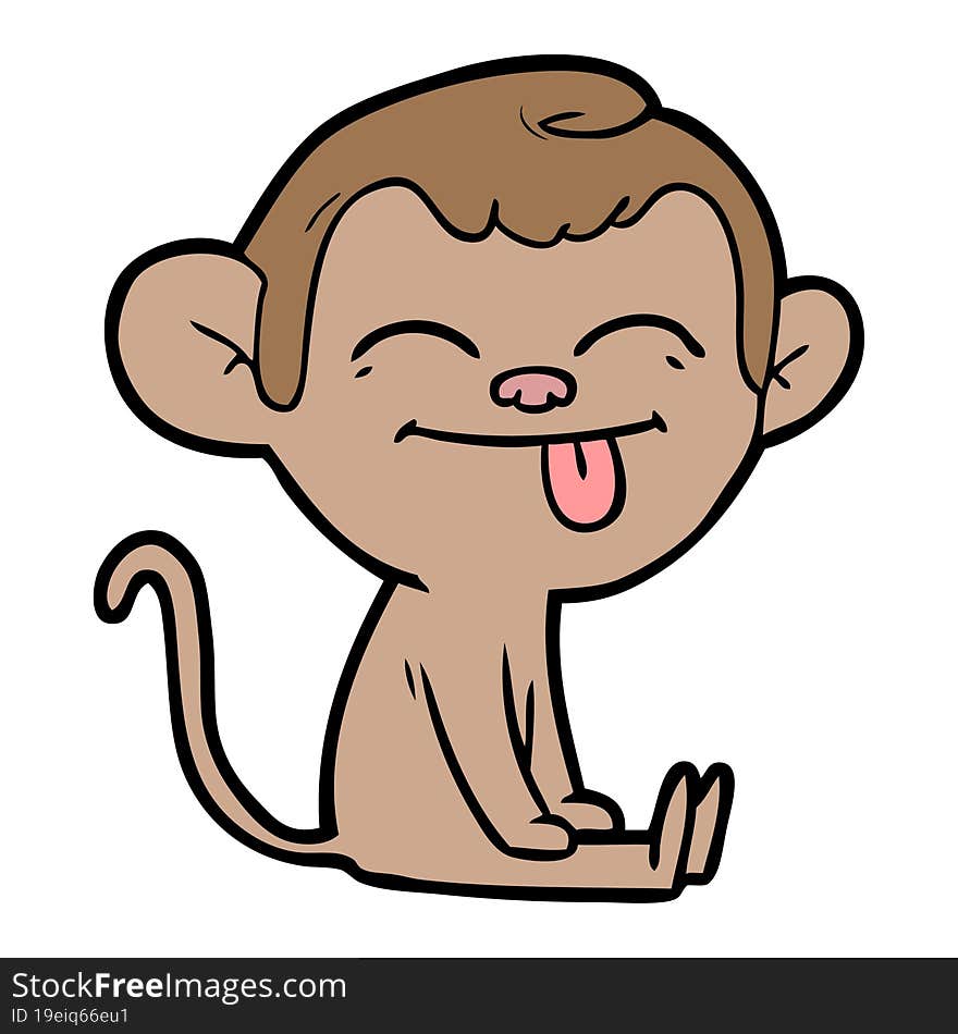 funny cartoon monkey sitting. funny cartoon monkey sitting