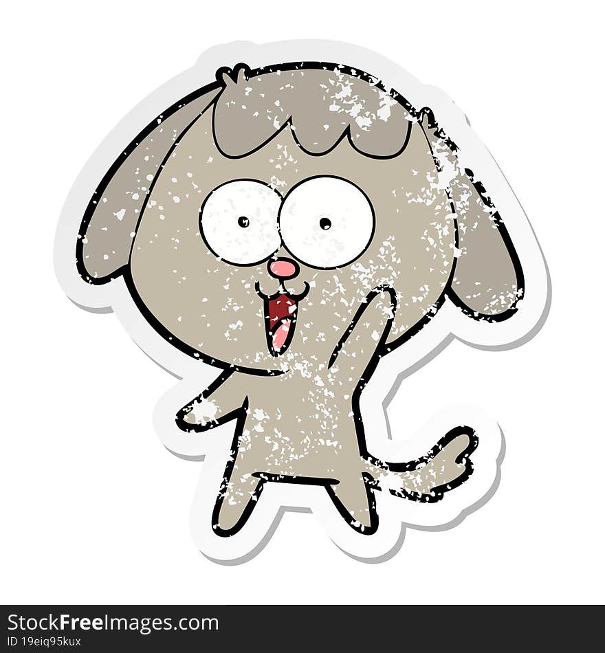 distressed sticker of a cute cartoon dog