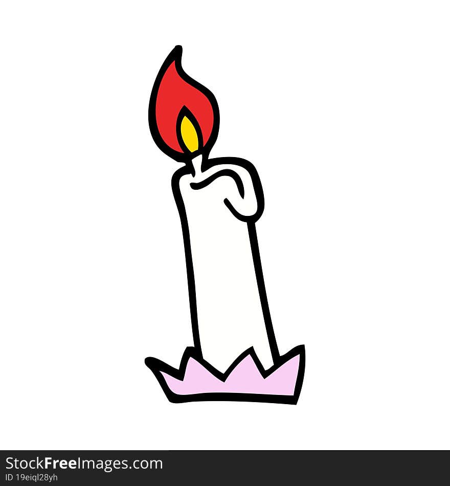 Hand Drawn Doodle Style Cartoon Birthday Candle