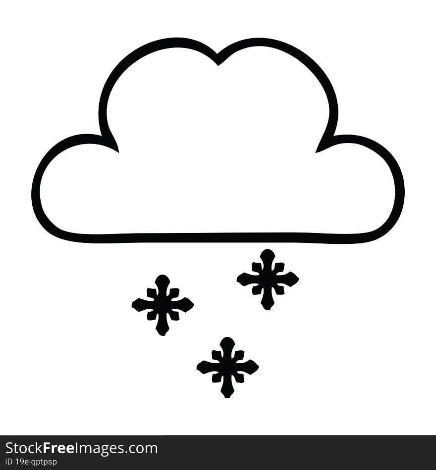 line drawing cartoon snow cloud