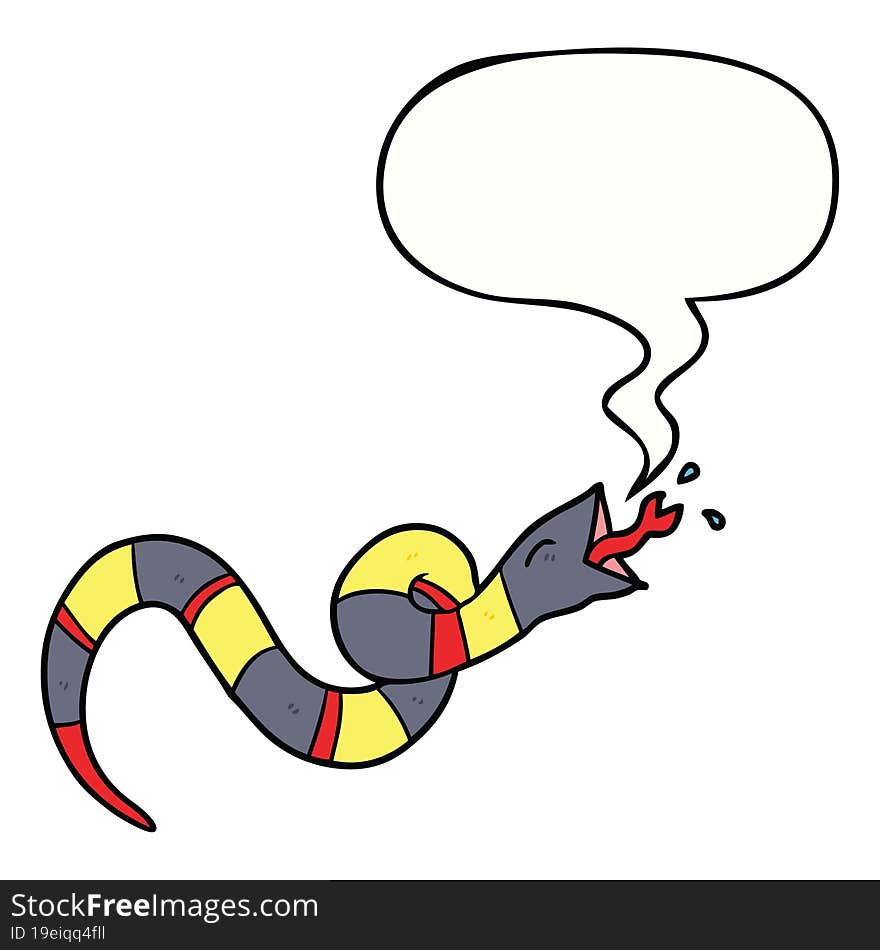 cartoon hissing snake and speech bubble