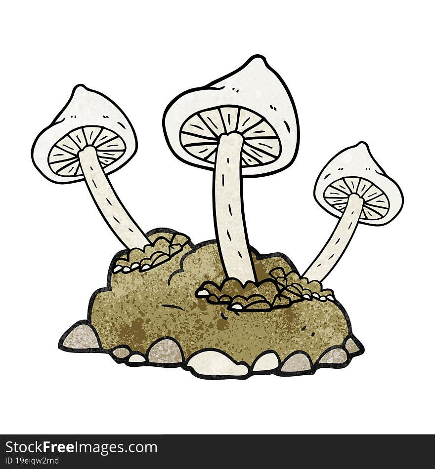 textured cartoon mushrooms growing