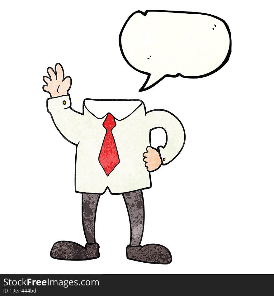 speech bubble textured cartoon headless businessman