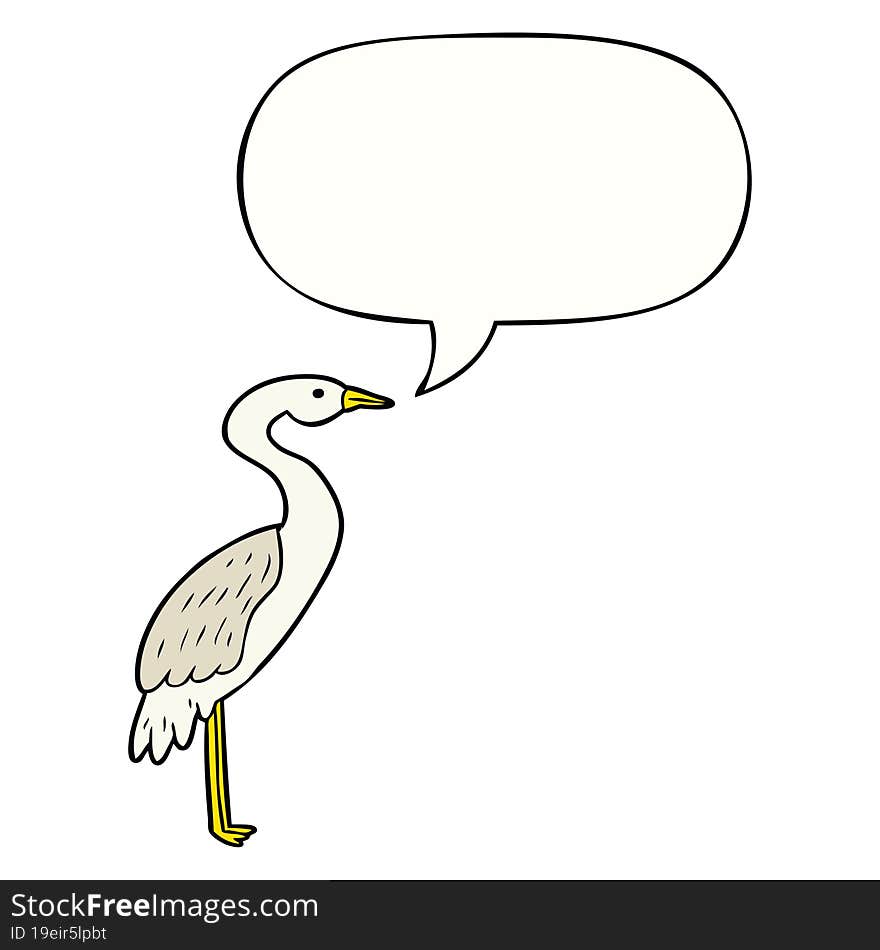 Cartoon Stork And Speech Bubble