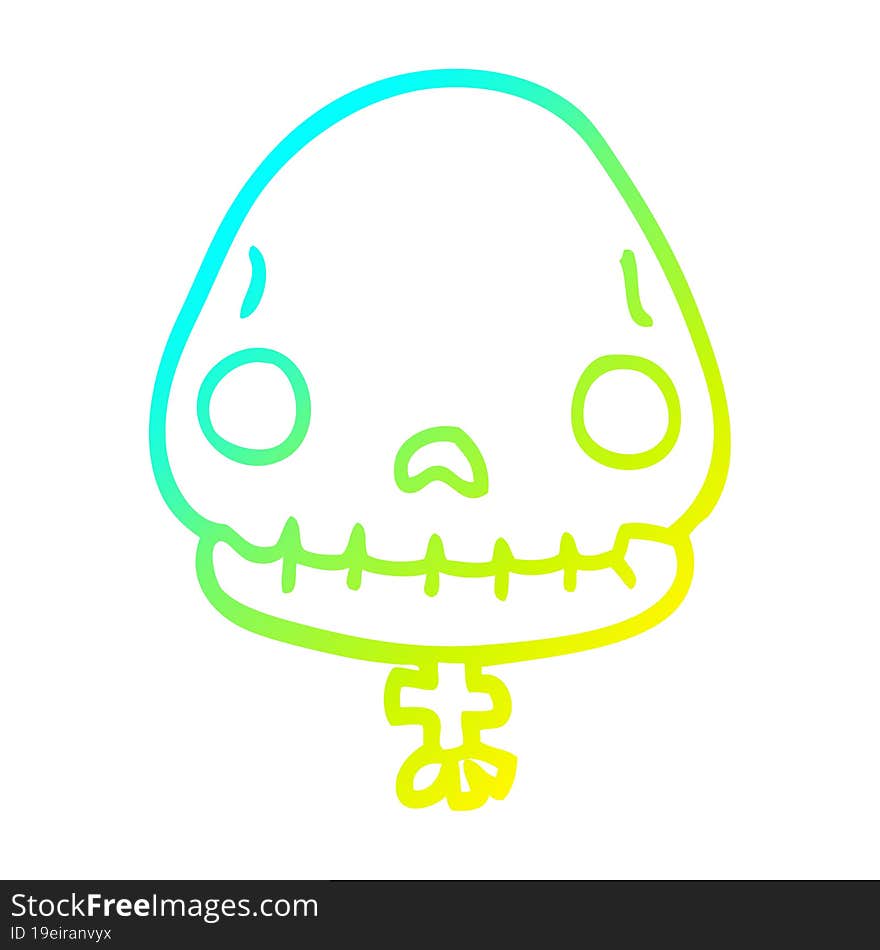 cold gradient line drawing cartoon halloween skull