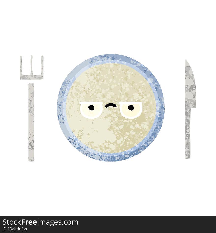 retro illustration style cartoon dinner plate