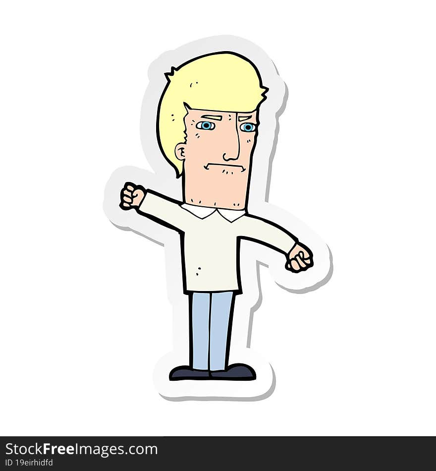 sticker of a cartoon angry man