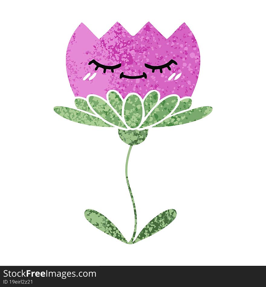 retro illustration style cartoon flower