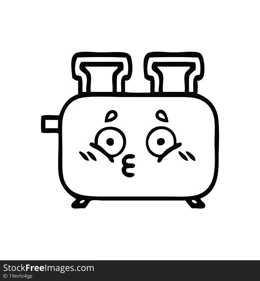 line drawing cartoon of a of a toaster