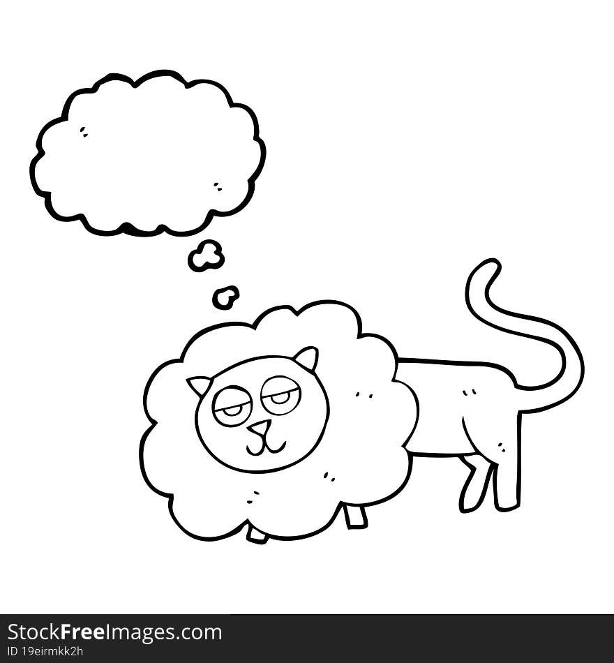 freehand drawn thought bubble cartoon lion