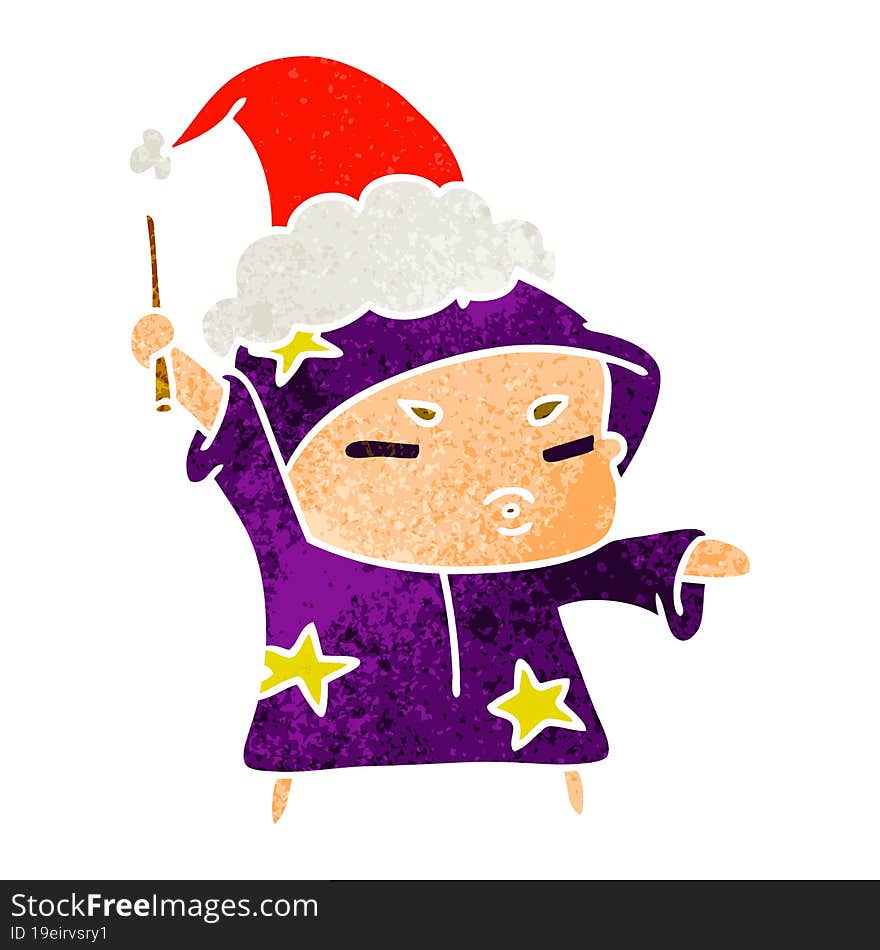 Christmas Retro Cartoon Of Kawaii Wizard